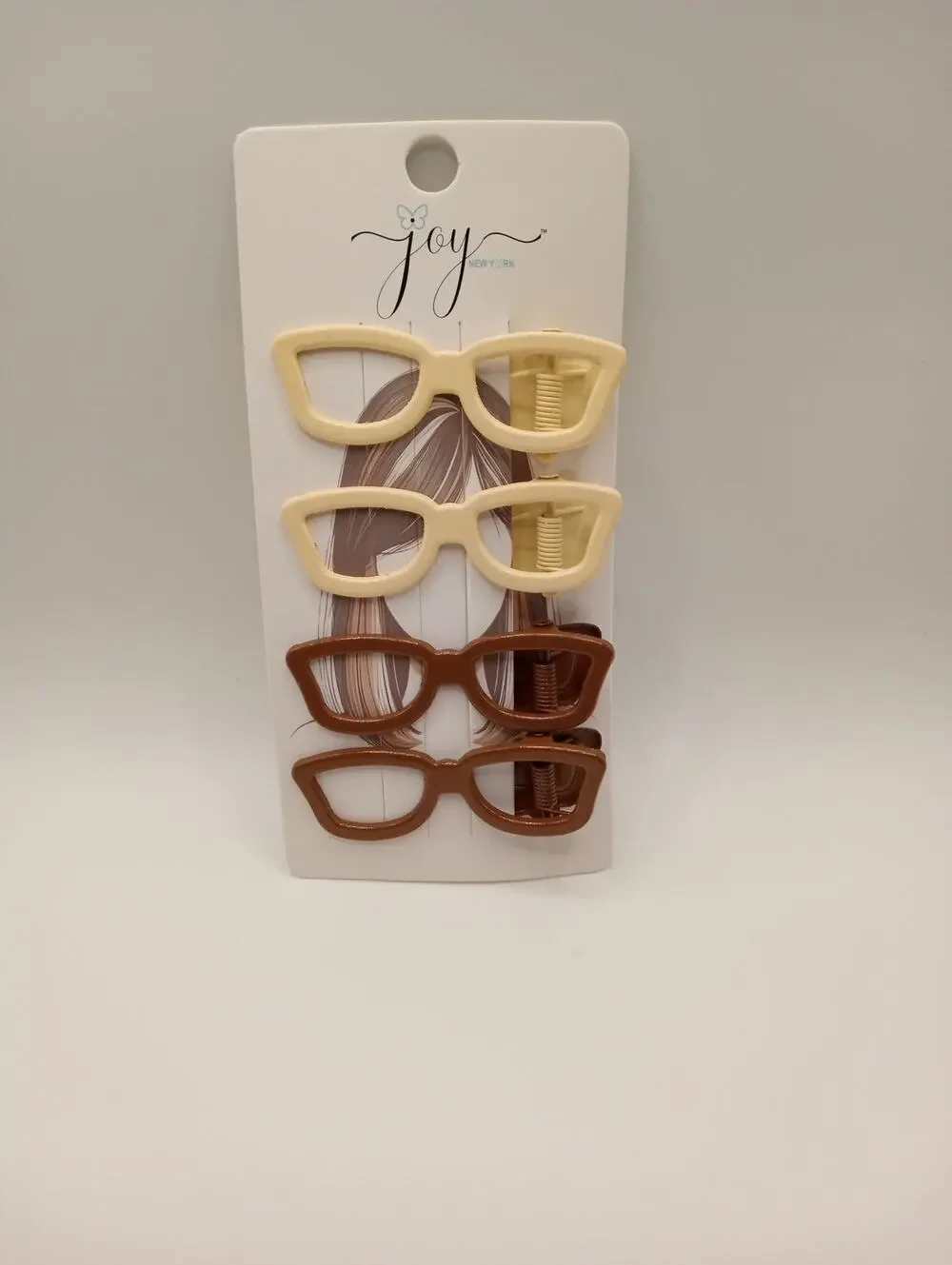 4 pack of Hair Clips Barrettes Sunglasses Glasses Style Beige Brown 880-884